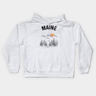 Maine State Vintage Retro Kids Hoodie